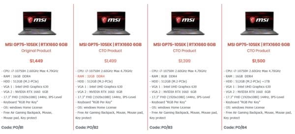 MSI GP75-10SEK Specs and Details